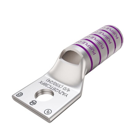 Burndy Copper Compression Lug, 1 Hole w/ Inspection Window, 4/0 Flex, 3/8" St YAZV28TC38FX